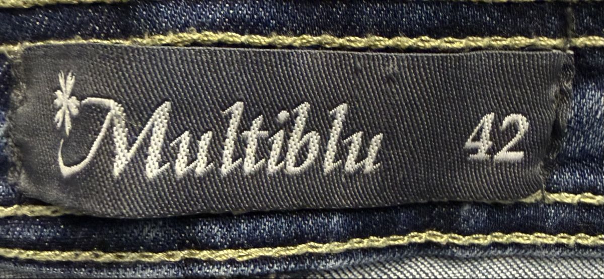 Jeans: Multiblu Jeans Gr. 42, 3/4 lang mit Glitzerstreifen - – Nuovo (secondo la descrizione) da Lyss venduto da Sibella56 2