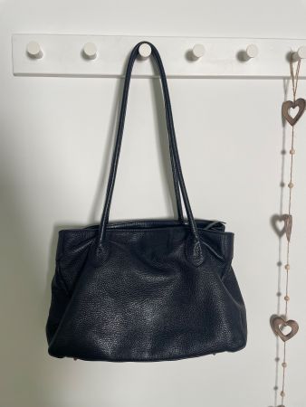 Echtleder Schultertasche dunkelblau