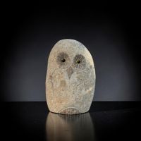 Naturstein Eule Skulptur Steinfigur Krafttier Gartenfigur