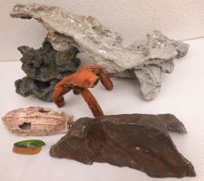 AQUARIUM DEKO SET 6 teilig aus pflegeleichtem Kunststoff