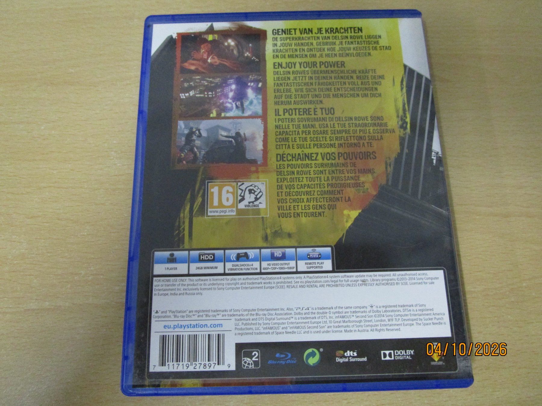 Sony Giochi: inFAMOUS Second Son Playstation 4 PS4 – Usato da Goldau venduto da agestuffer 1