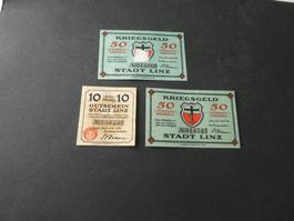 Dt. Reich, Linz   - 3 Notgeldscheine