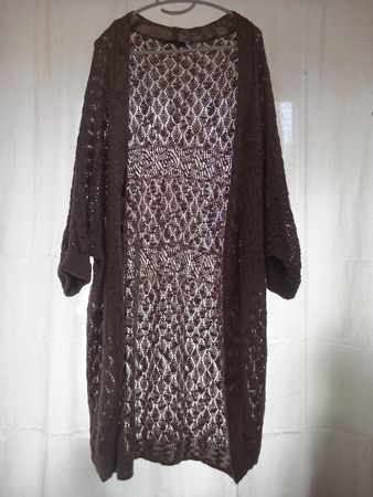 Cardigan ajouré brun en coton