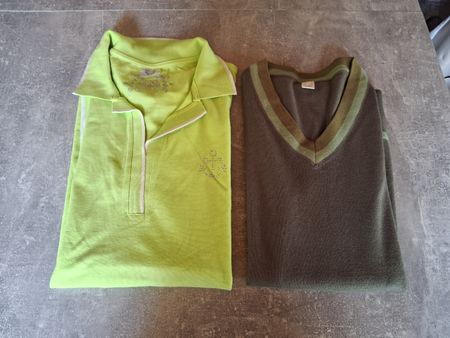 1 polo vert fluo - 1 débardeur vert olive taille 42