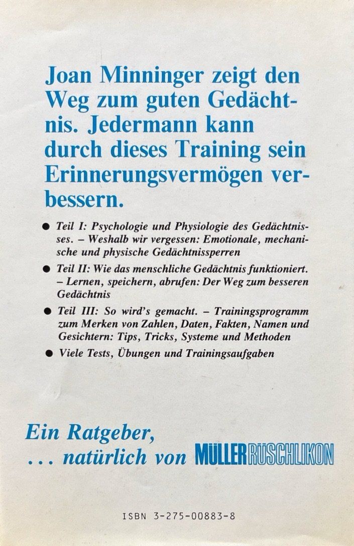 Libri: Minninger Joan, Gedächtnis-Training – Nuovo (secondo la descrizione) da Sarnen venduto da Livres 1
