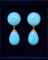 Boucles d’oreilles vintage années 1980 – Verre opalin bleu