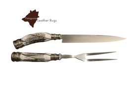 Tranchierset mit Fleischmesser und Fleischgabel Hirschgeweih
