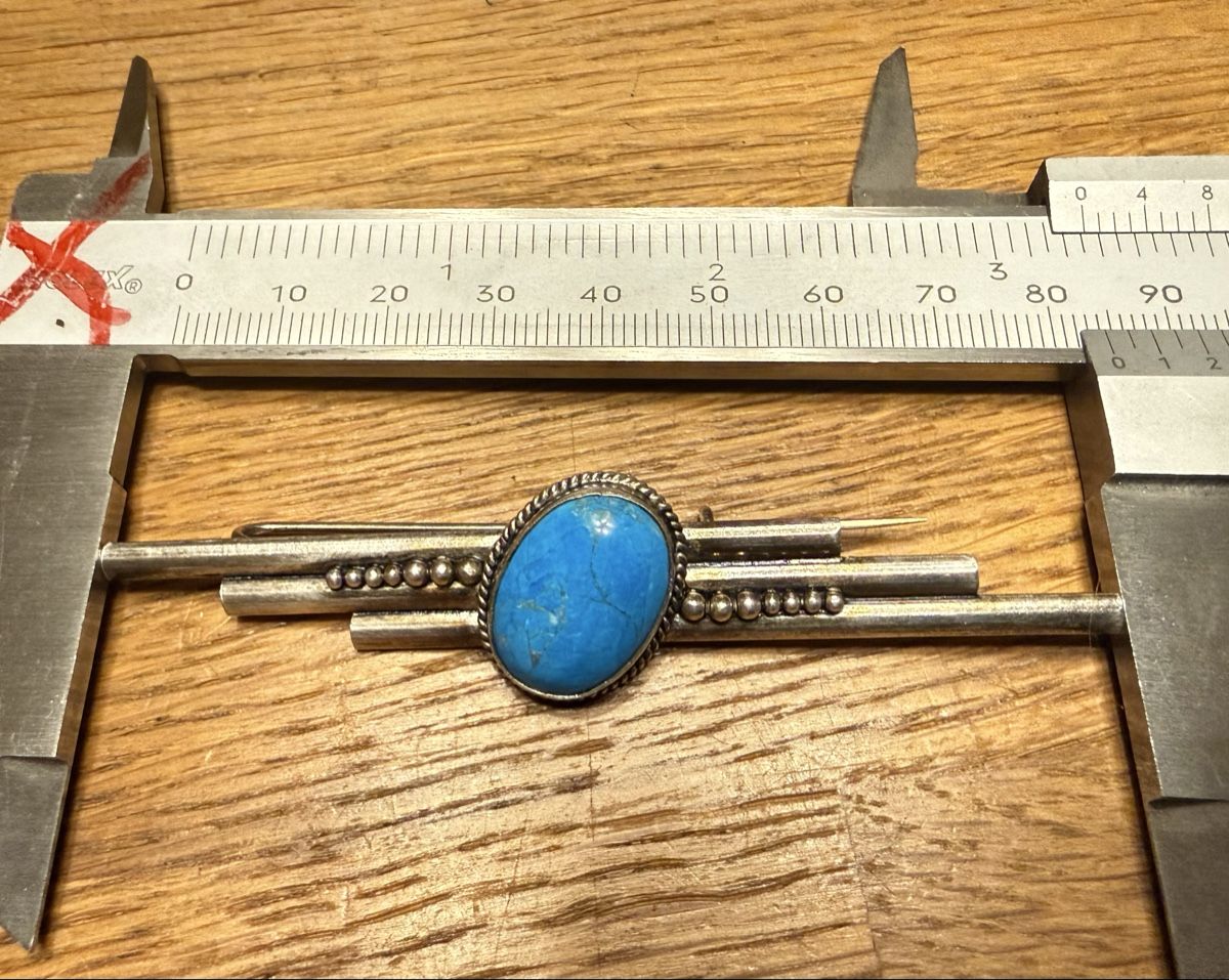Broches & Aiguilles: Brosche Silber 925 mit Türkis Oval antik – D'occasion à Goldach par Messerguru 7
