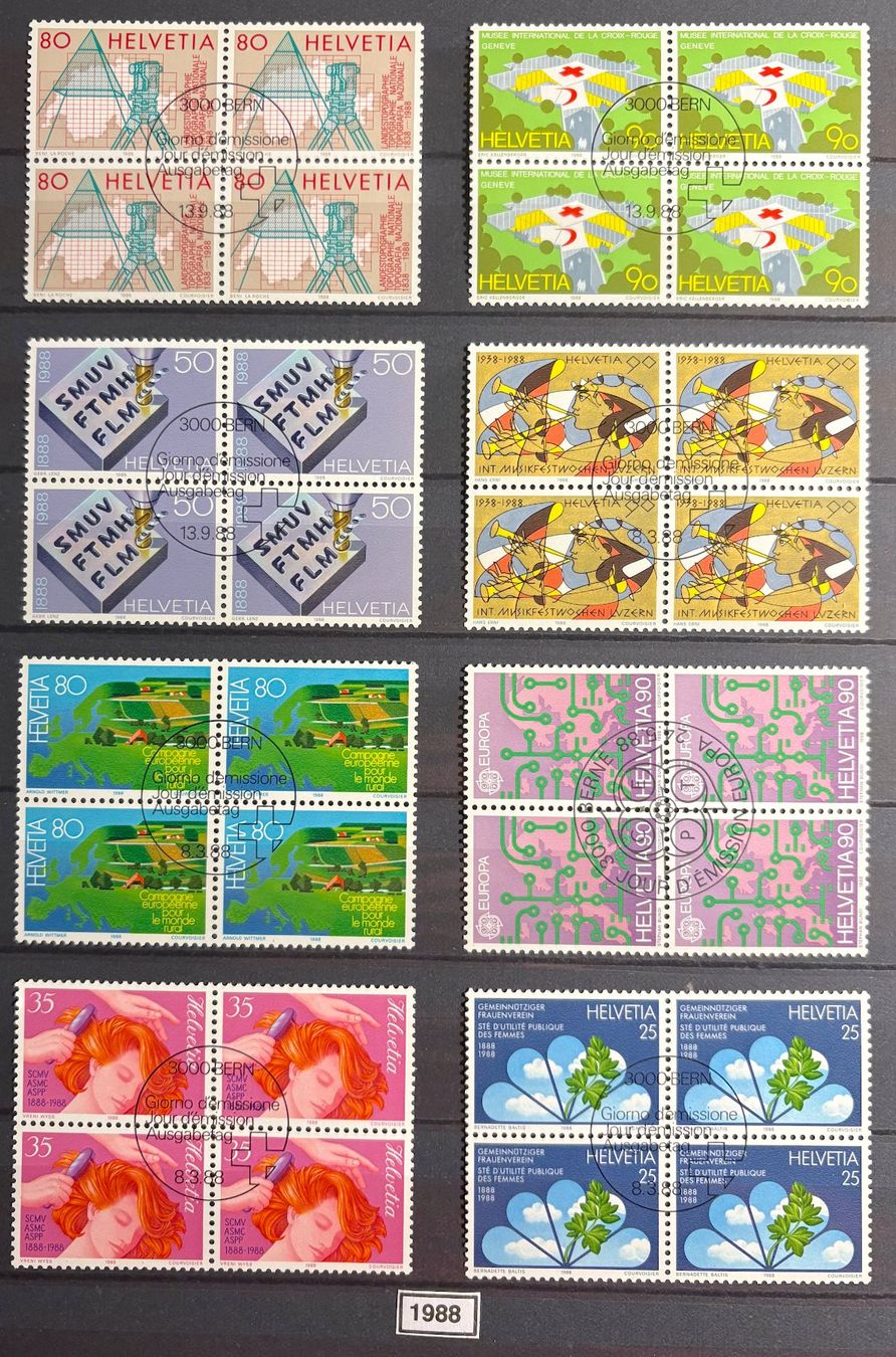 Tutti i francobolli: Timbres suisses 1988 Par 4 – Usato da Lausanne venduto da Cabessa