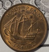 Münze Half Penny Grossbritannien 1947 akzeptabel