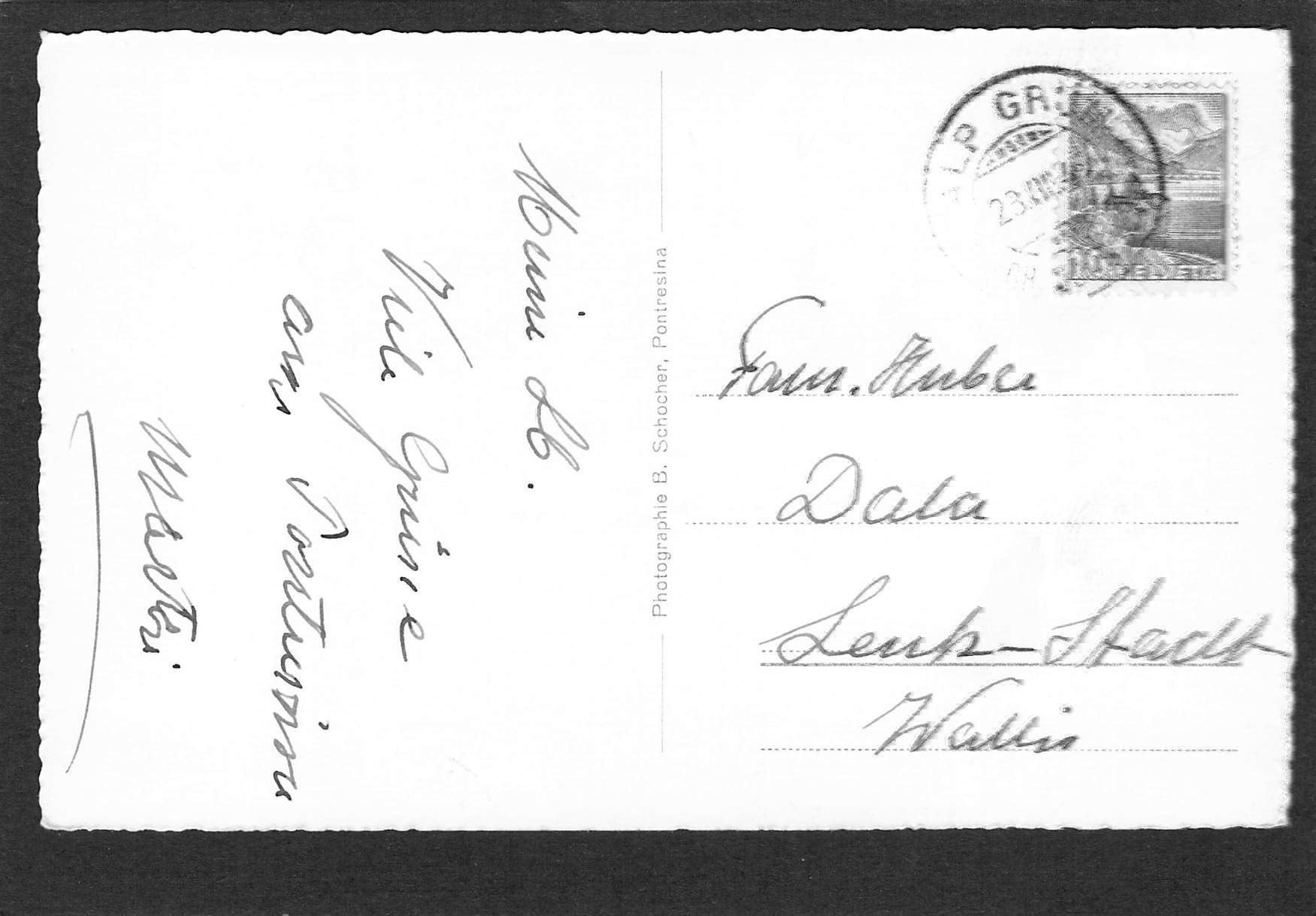 Cartoline postali: AK/GR Pontresina , 1949 – Usato da Reichenburg venduto da Pipo-67 1