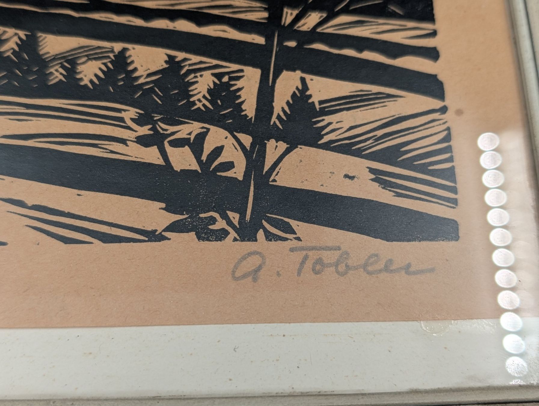 Xilografie: Grafik Winterlandschaft A. Tobler 1958 – Usato da Wiezikon b.Sirnach venduto da Romsche 7