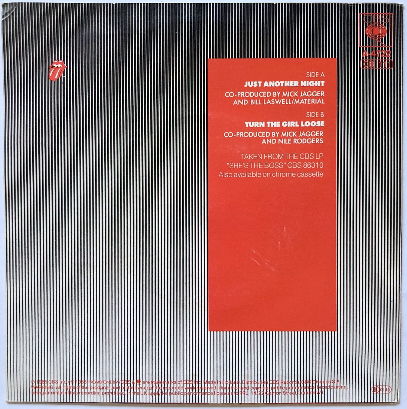 Schallplatten: ROLLING STONES / MICK JAGGER - JUST ANOTHER NIGHT – Gebraucht aus Bottens von hotter-than-hell 1