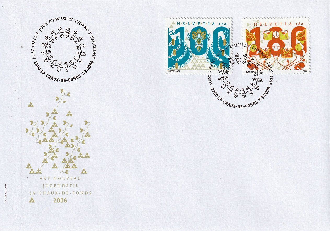 Tutti i francobolli: 2006 Serie "Jugendstil" FDC – Usato da Arlesheim venduto da gaugi43