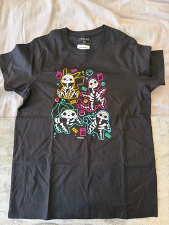 Black Skeleton Pokemon Tee M - Day of the Dead Style