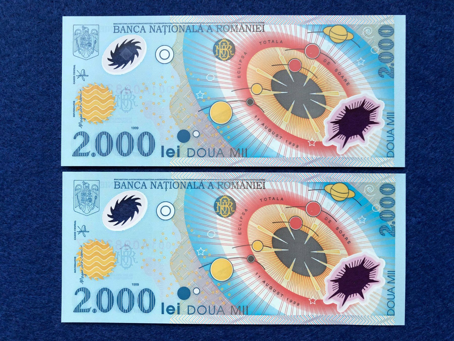 Banconote: !! 001A !! - Romania - Rumänien - 2x2000 Lei UNC - Millenium – Nuovo e nell'imballaggio originale da Pfäffikon SZ venduto da Sieben77 1
