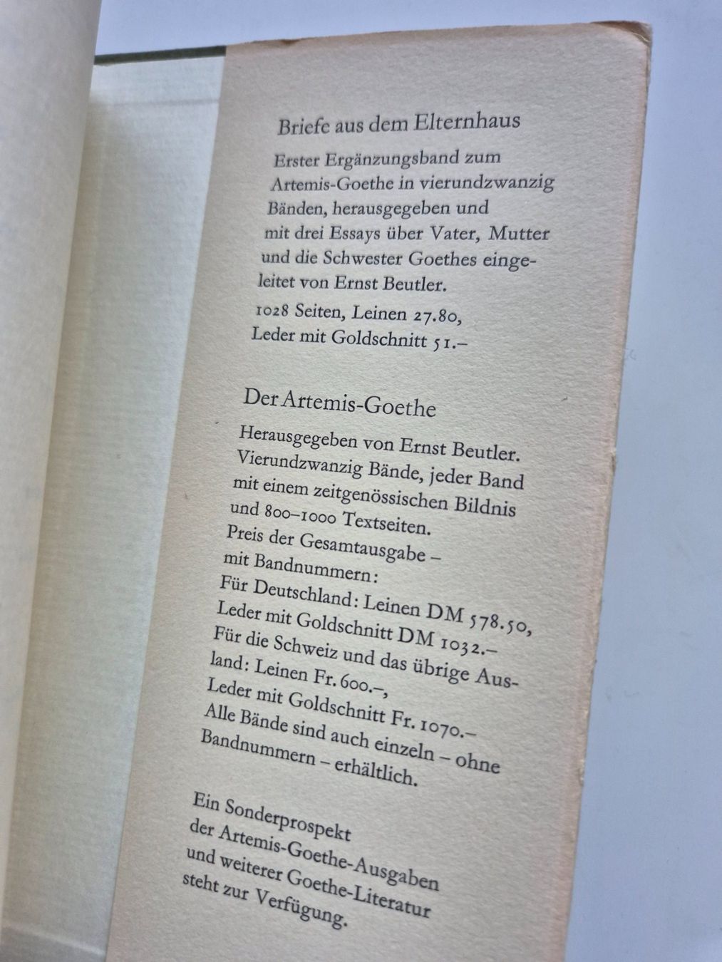 Libri: Goethe  -   Schiller   1949 – Usato da Niederweningen venduto da Obson 4