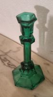 Alter Jugendstil Kerzenleuchter aus grünem Glas