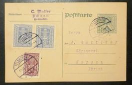 Schweiz Postkarte 1922 Feldkirch Horgen Zusatzfrankatur