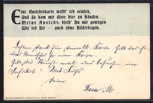 Cartoline postali: Eine Ansichtskarte wollt' ich senden..,  – Usato da Berlin venduto da bartko-reher