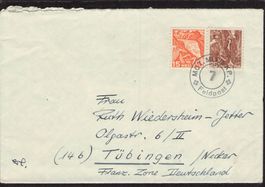 Feldpost  Mot.Mitr.Kp.7 nach Tübingen Franz. Zone Deutschlan