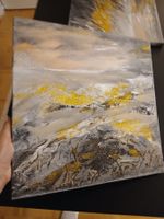 2 Acrylbilder auf Leinwand 40x40 cm,  schwarz gold!