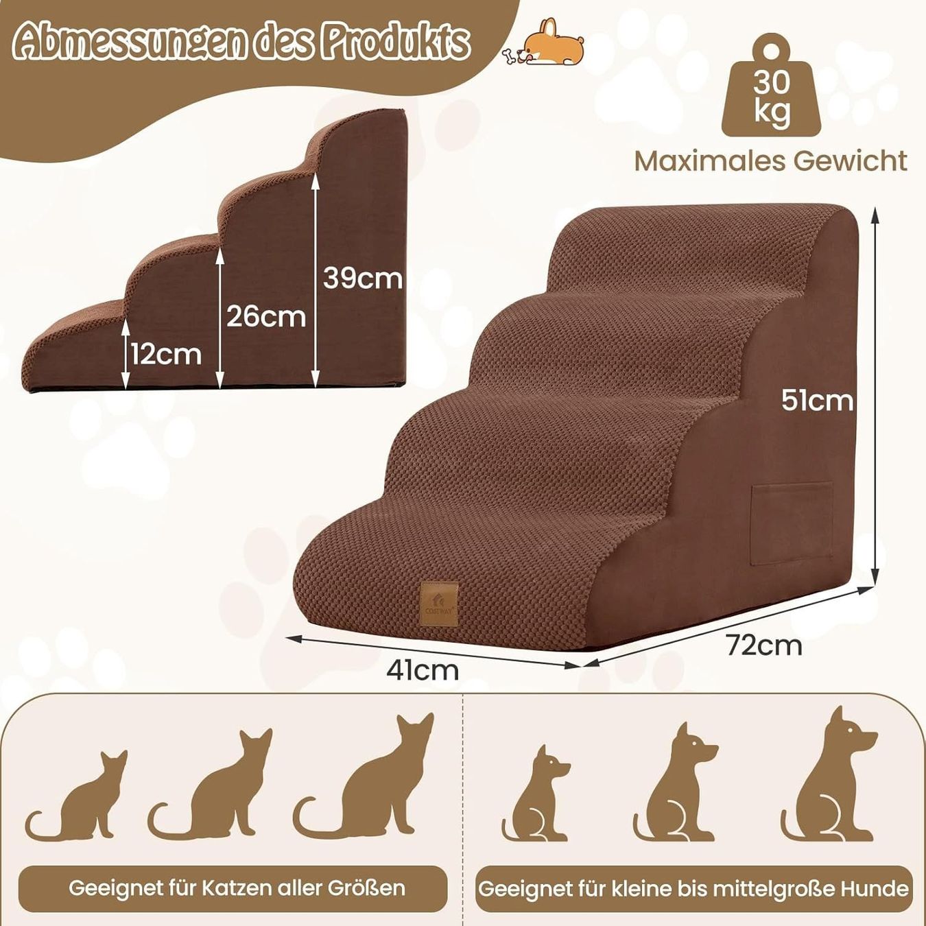 Altro in Accessori per animali: COSTWAY Hundetreppe 4 Stufen – Nuovo e nell'imballaggio originale da Bottighofen venduto da zaap 5