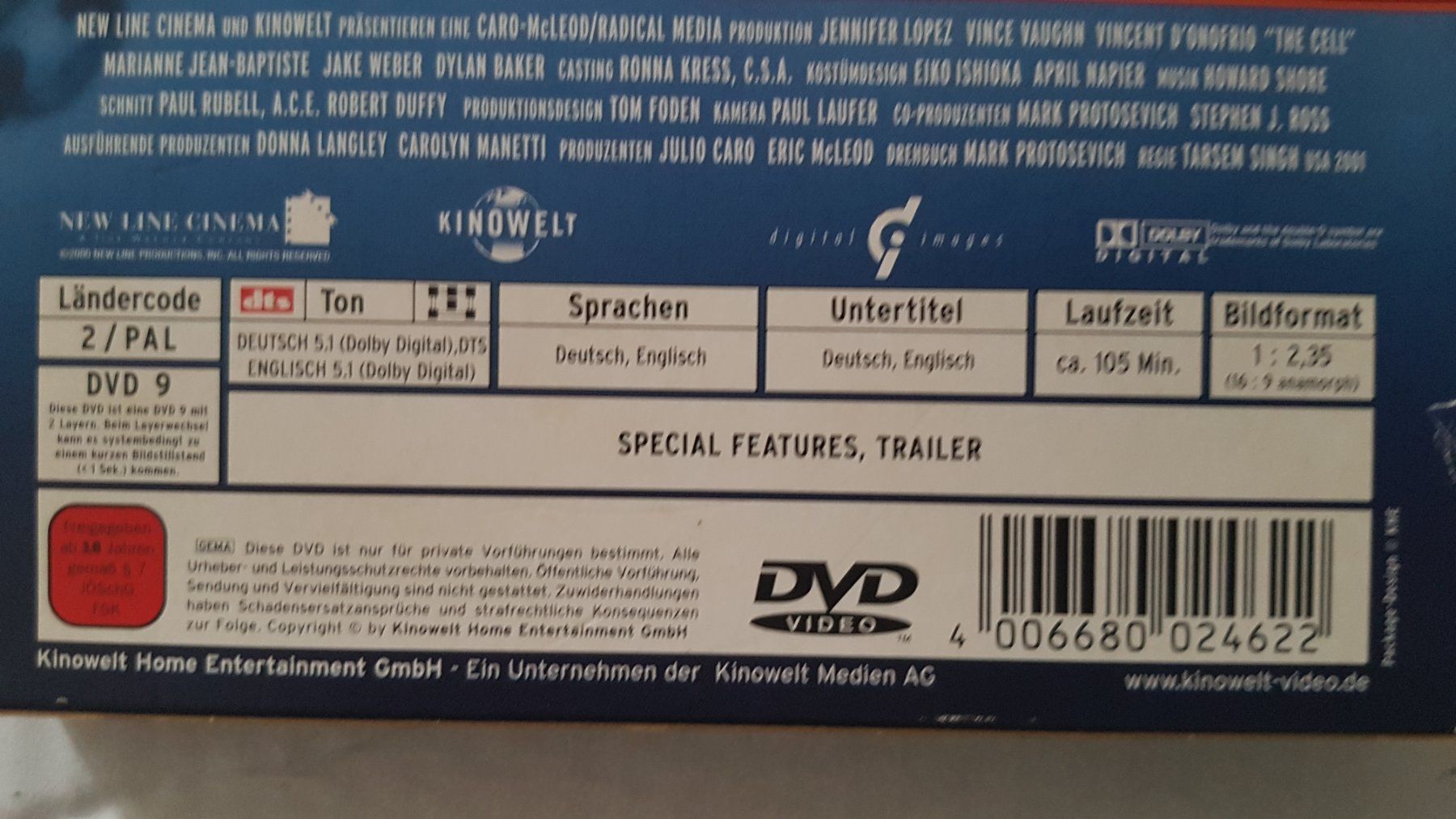 Tutti i DVDs: DVD The Cell / 2 DVD Set – Usato da Oetwil am See venduto da fineli2 1