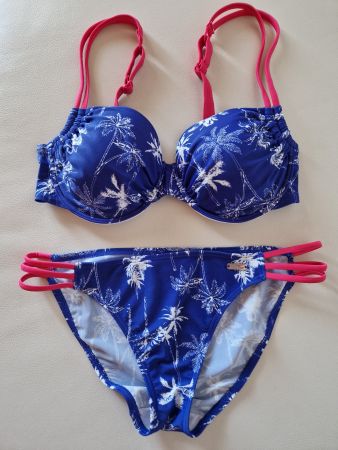 Venice Beach Bügel-Bikini blau-weiss Palmenmuster, Gr. 38E