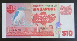 Banknote Singapur 10 Dollars 1980
