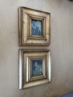 2er Set Vintage Miniatur-Gemälde im Holzrahmen – Italienisch