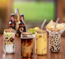 Glas mit Deckel & Strohhalm 350ml