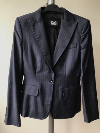 Veste chic DOLCE & GABBANA T.40, marine rayé, laine vierge