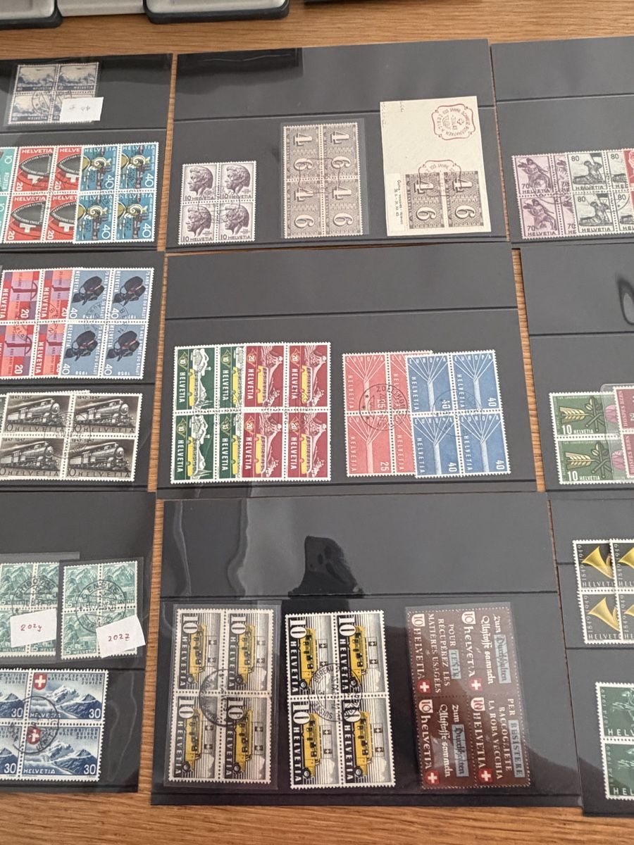 Alle Briefmarken: 17 Steckkarten mit 4er Blöcke ab Alt Schweiz – Gebraucht aus Murgenthal von Tina_4055 1