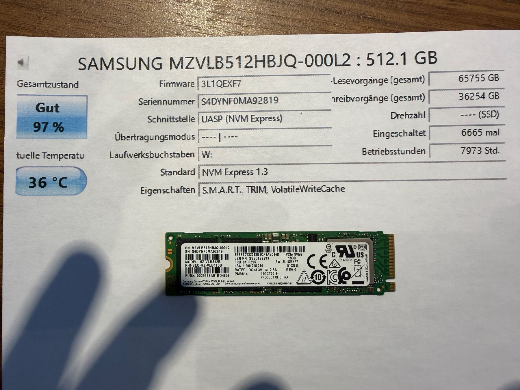 Harddisks: Samsung 512GB  SSD – Gebraucht aus Siebnen von icrservicesolutions