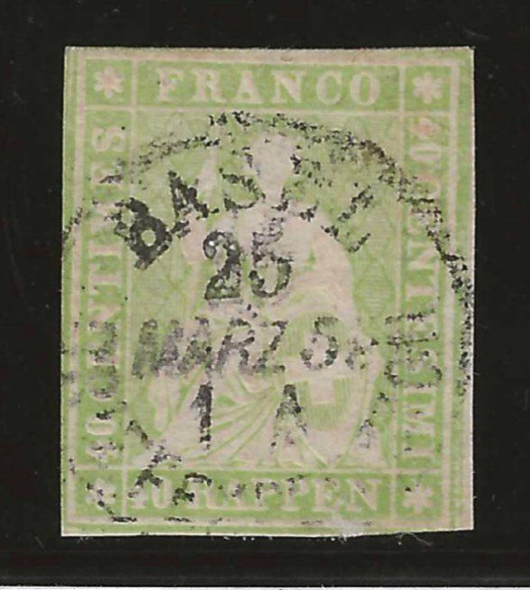 Tutti i francobolli: 1858 : Strubel Nr. 26C, KP 140.-- – Usato da Gümligen venduto da Geniusbuy