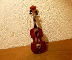 Schöne Holz Mini Geige Miniatur Violine 12.5 cm Länge