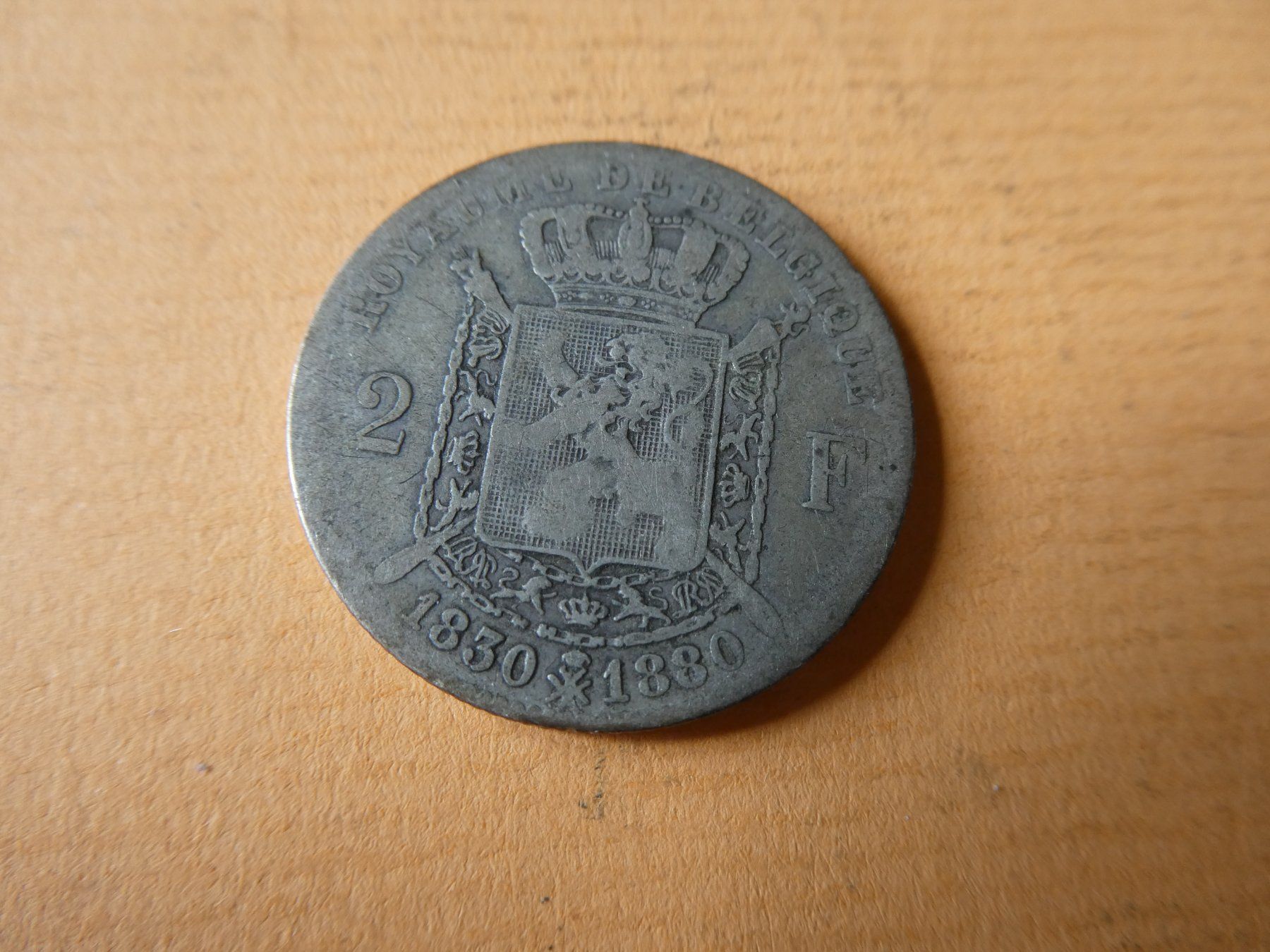 Alle Münzen: Belgien 1880, 2 Francs    Silber – Gebraucht aus Hinterforst von Rohusri 1