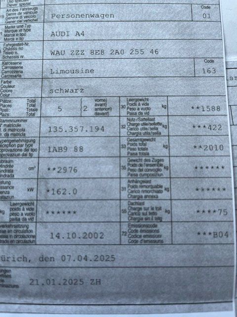 Audi Automobili: Audi A4 3.0 Limousine gebraucht – Usato da Langnau am Albis venduto da Horgeno3 6