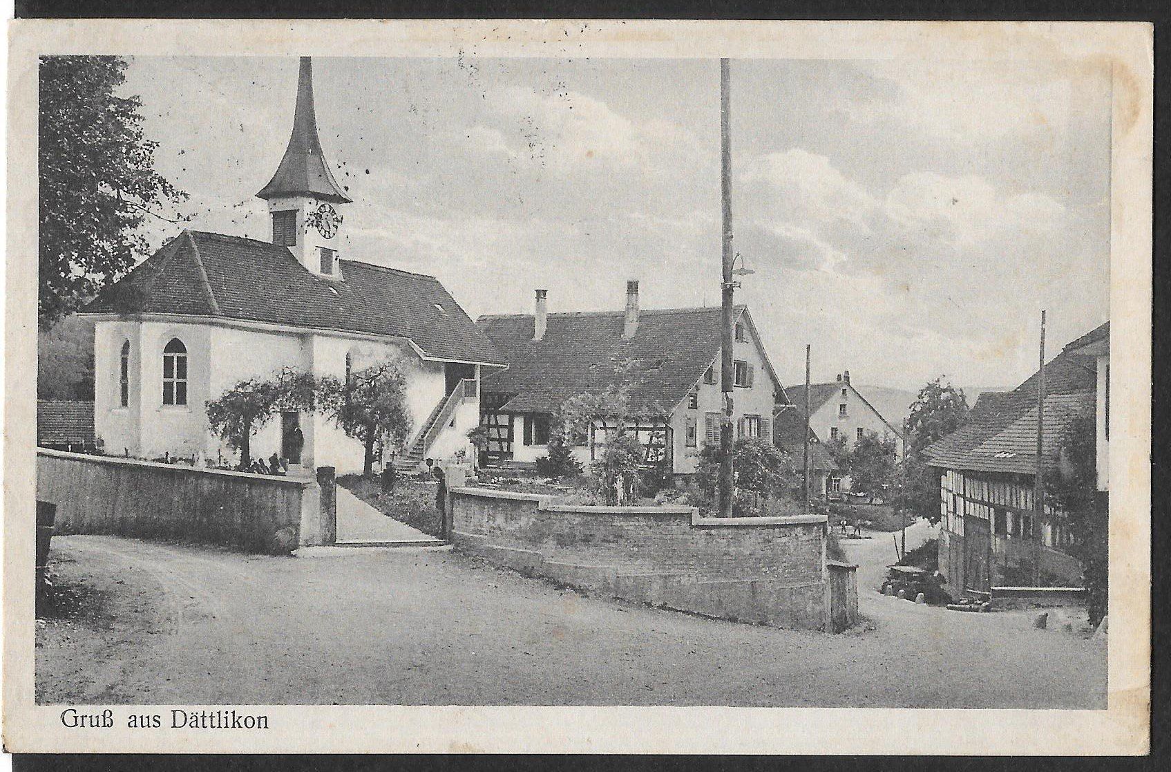 Cartoline postali: Dättlikon Teilansicht mit Kirche – Usato da Olten venduto da clotaldi