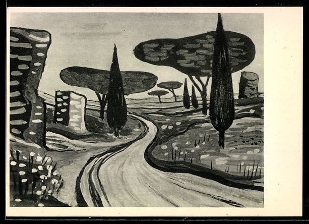Cartoline postali: Jan Zrzavy: Landstrasse mit Bäumen im B – Usato da Berlin venduto da bartko-reher