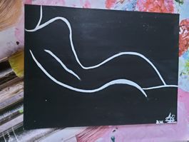 Dipinto moderno schiena nudo donna bianco nero schiena ‪‪‪‪
