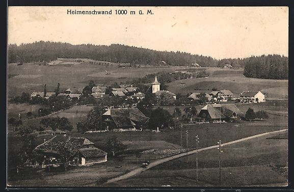 Cartoline postali: AK Heimenschwand, Ortsansicht mit Kirche – Usato da Berlin venduto da bartko-reher
