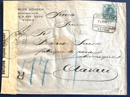1917 / Spanien R- Zensurbrief mit Siegel / Madrid - Aarau
