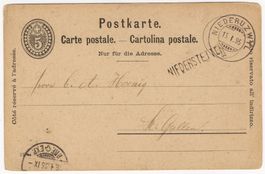 NIEDERSTETTEN - sehr seltener Balkenstempel auf Postkarte