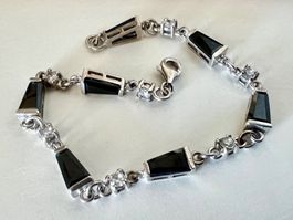 Silberarmband 925 + MPze Onyx & Zirkonia – elegant, vintage