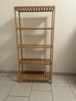 Bamboo Shelf Unit 5 Tiers Natural Wood Good Condition