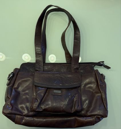 Damen Handtasche -  Echt Leder Dunkelbraun Top Zustand