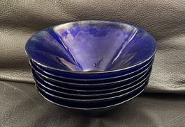 Dessert Glasschalen blau mit Struktur Set 6 Stücke