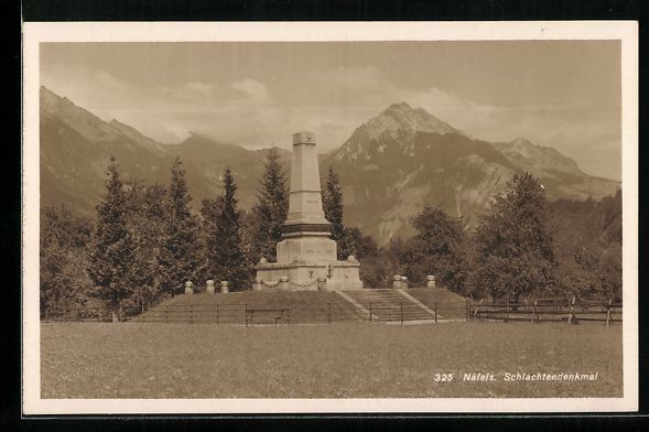 Cartoline postali: AK Näfels, Schlachtendenkmal – Usato da Berlin venduto da bartko-reher